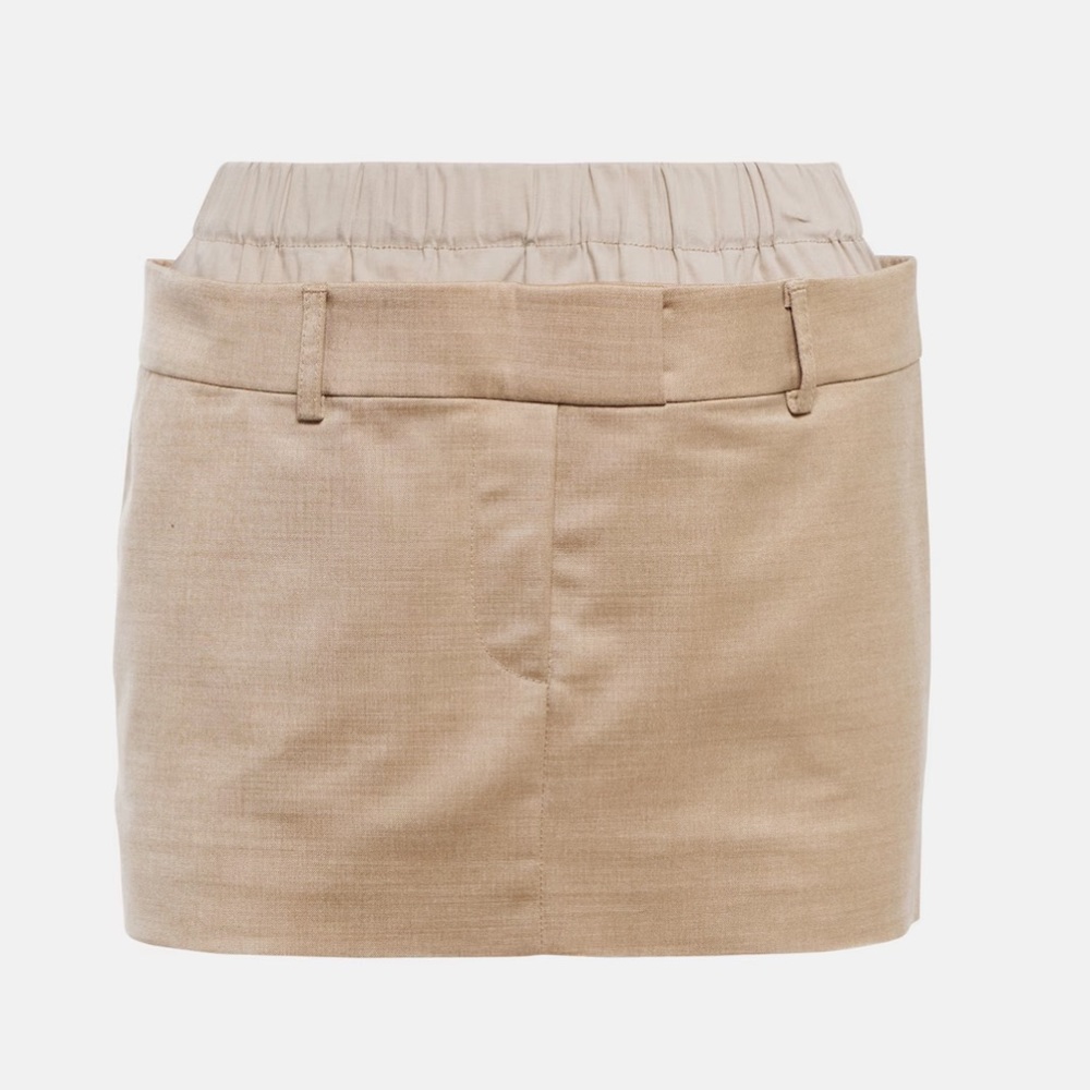AYA MUSE Wool-Blend Beige Miniskirt
